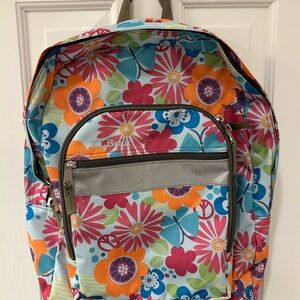 L.L. Bean Floral Backpack - Blue, Pink, Orange